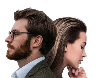 Homem e mulher de perfil